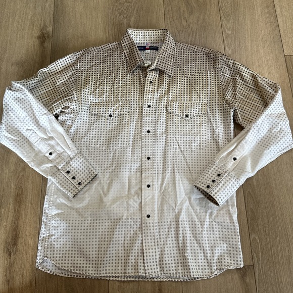 Texas Cotton Men's LS Pearl Snap Shirt Check Hombre Made In USA Size Large - Picture 2 of 10